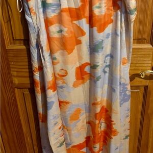 ABERCROMBIE & FITCH Women's Julia Strapless Slip Maxi Dress ORANGE PATTERN LARGE